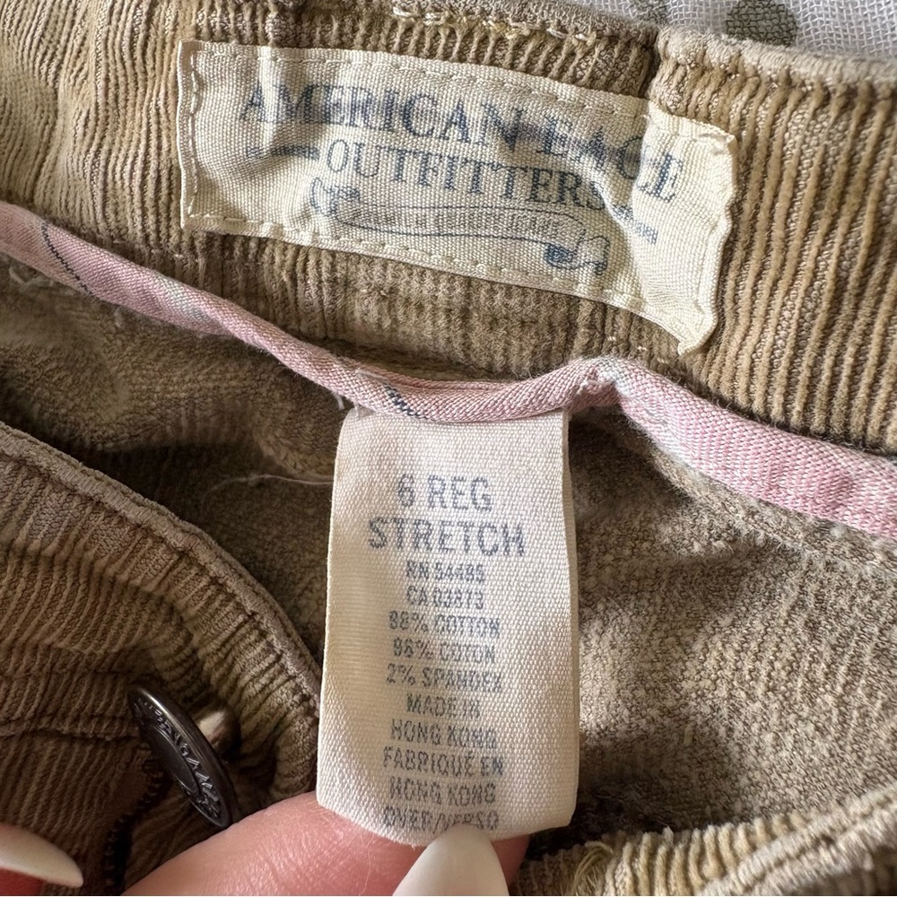VTG American Eagle Outfitters Tan Corduroy Flare Jeans Size 6 Low Rise Y2K - Picture 9 of 11